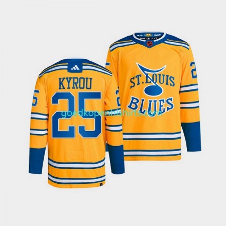 St. Louis Blues Jordan Kyrou 25 Adidas 2022-2023 Reverse Retro Geel Authentic Shirt - Mannen
